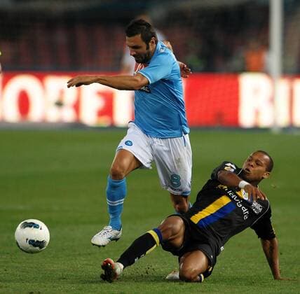 Andrea DOSSENA Napoli, Jonathan BIABIANY Parma Napoli 15 10 2011 Serie A 2011 2012 SSC Neapel Vs FC Parma andreaxstaccioli