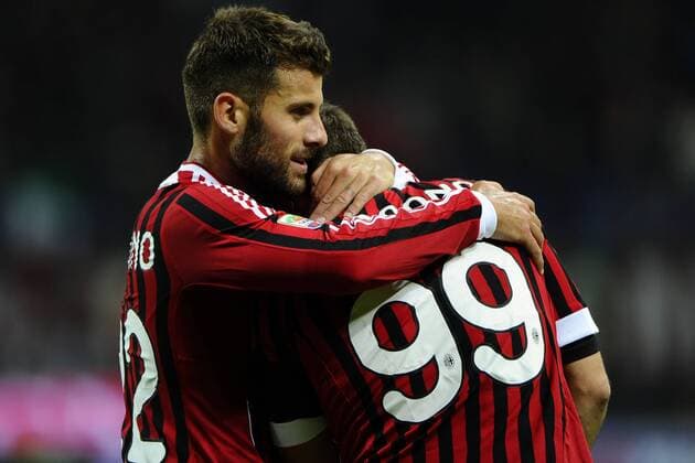 Milano 15 10 2011 - serie A AC Milan - US Palermo: Antonio Cassano-Antonio Nocerino 