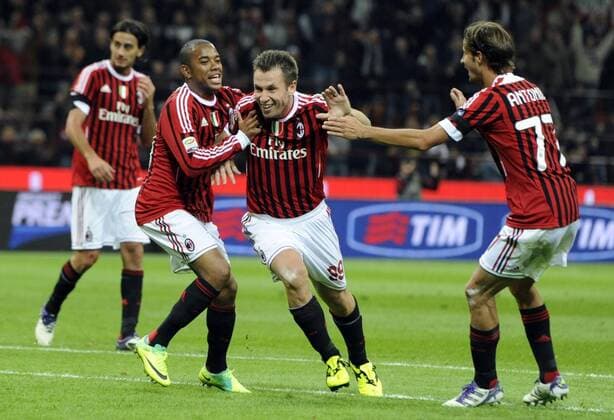 Serie A 2011 2012 AC Milan - US Palermo: Antonio Cassano xHOCHxZWEIx xItalyxPhotoxPressx 