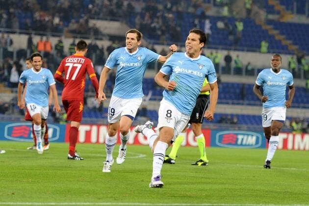 Esultanza di Anderon Hernanes (Lazio) dopo aver trasformato il rigore in gol Lazio Roma vs AS Roma Serie A AntoniettaxBaldassarre