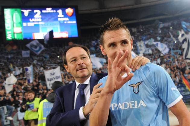 Esultanza dopo il gol del 2-1 di Miroslav Klose (Lazio) Lazio Roma vs AS Roma Serie A AntoniettaxBaldassarre