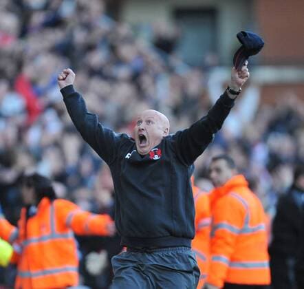 FuÃŸball, Trainerhistorie Sheffield United von 1889 bis heute 22.10.2011. London England. Russell Slade celebrates as Orient equalises during the NPower League 1 Football Association match between Leyton Orient and Sheffield United at Matchroom Stadium London xStevexButlerx  ActionPlus11215864