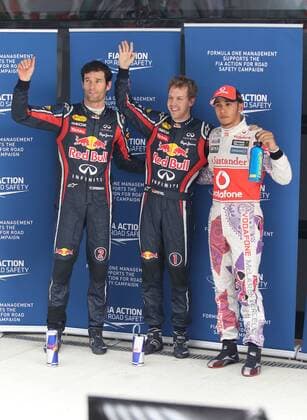 formula 1 GP, Indien Delhi Buddh International Circuit 29.10.11, Sebastian Vettel, Mark Webber, Red Bull Racing, Lewis Hamilton, McLaren Mercedes,