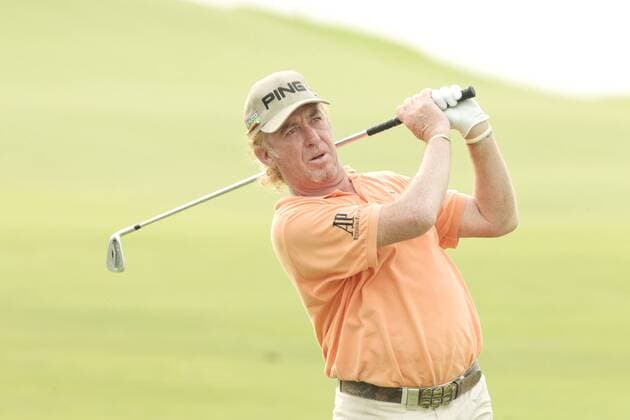 10.11.2011. Singapore. Miguel Angel Jimenez(ESP) drives his approach shot from the fairway of hole 15 Serapong Course during Round 1 of the Barclays Singapore Open 2011, Sentosa Golf Club. xDanielxSweex  ActionPlus11219705 Content restricted for UK based newspaper