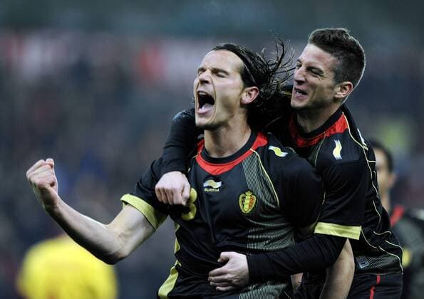 LIEGE , 11 11 2011 FOOTBALL INTERNATIONAL FRIENDLY BELGIUM ROMANIA DANIEL VAN BUYTEN DRIES MERTENS 