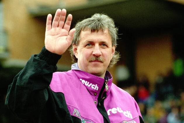 Fußball, Trainerhistorie FC 08 Homburg von 1957 bis heute Aus 2. BL Saison 1990 1991 in Hannover - FC 08 Homburg - Trainer Gerd Schwickert.
