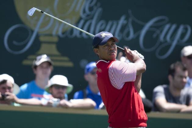 16 November 2011 : Tiger Woods tees off during the 2nd & final day of practice at the Presidents Cup at the Royal Melbourne Golf Club in Melbourne, Australia. PGA Golf Herren NOV 16 The Presidents Cup Icon11111614756 EDITORIAL USE ONLY
