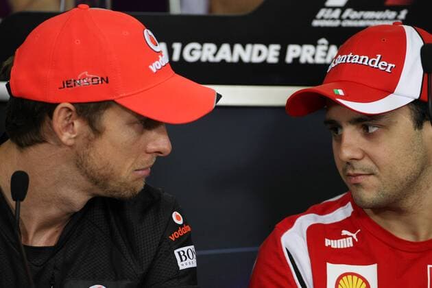 24.11.2011- Press conference, Jenson Button (GBR), McLaren Mercedes, MP4-26 and Felipe Massa (BRA), Scuderia Ferrari, F-150 Italia Brazilian Grand Prix, Sao Paulo 24-27 November 2011 