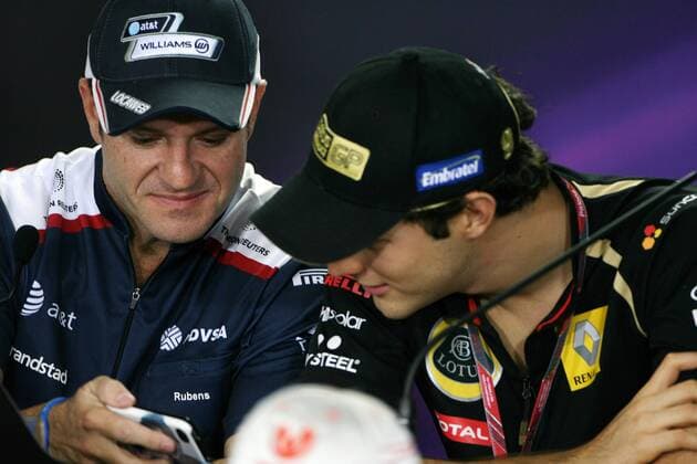 24.11.2011- Press conference, Rubens Barrichello (BRA), Williams FW33 and Bruno Senna (BRA), Lotus Renault GP R31 Brazilian Grand Prix, Sao Paulo 24-27 November 2011 