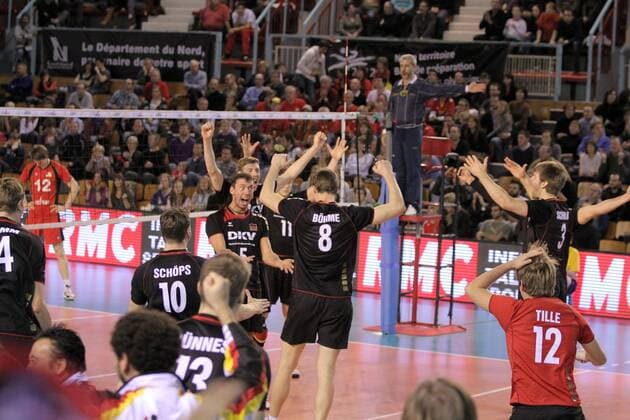 VOLLEYBALL : Olympia Quali 2012 - 27 11 2011 - FINALE Deutschland - Belgien. Jubel Deutschland - 27.11.11 PaulineManet Panoramic  o0 vorqualifikation Totale