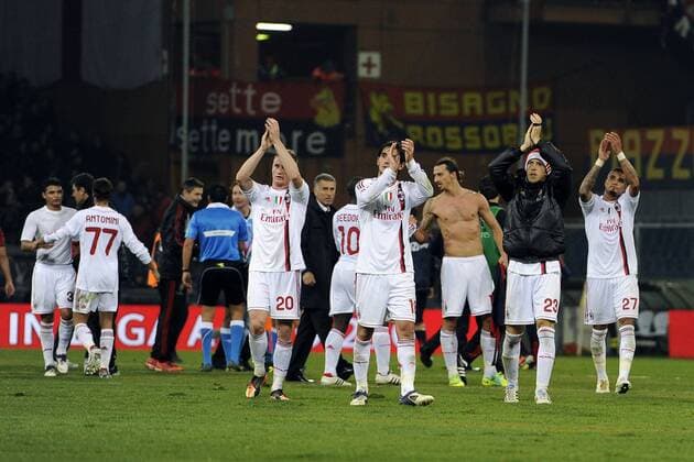 Serie A CFC FC Genua 1893 - AC Milan 0:2 esultanza a fine gara Milan 