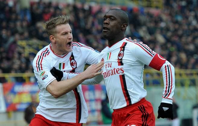 Clarence SEEDORF (Milan) goal celebration Bologna 11 12 2011 Stadio Renato Dall Ara Serie A 2011 2012 Football, Bologna FC vs AC Milan - allexsabba