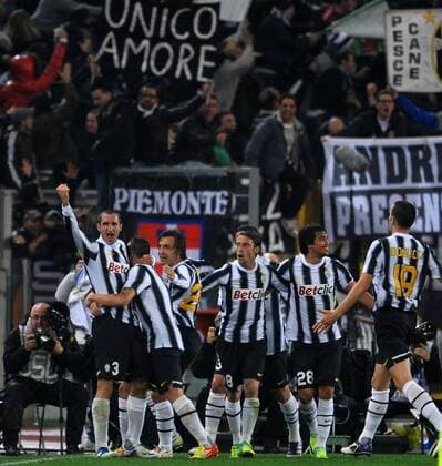 Jubel Juventus Turin um Giorgio CHIELLINI Roma, 12 12 2011 Stadio Olimpico Football 2011 2012, AS Roma vs Juventus Turin. Campionato di calcio serie A andreaxstaccioli