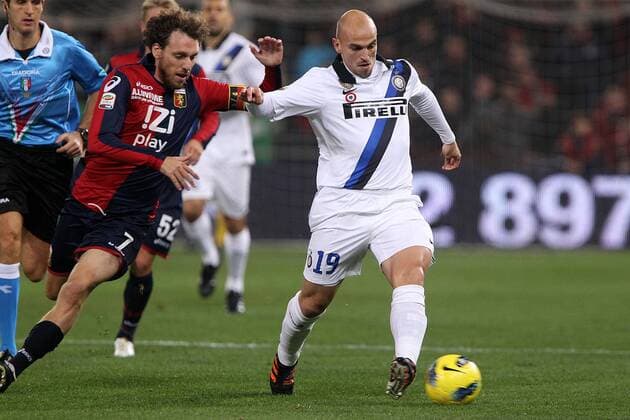 Esteban Cambiasso Inter - Marco Rossi Genoa Genova 13 12 2011 Stadio L.Ferraris Football Calcio Serie A 2011 2012, CFC Genoa 1893 (FC) vs Inter Mailand - paoloxnucci
