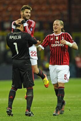 Milano 17 12 2011 - campionato di calcio serie A AC Milan - AC Siena: Antonio Nocerino - Marco Amelia - Philippe Mexes 