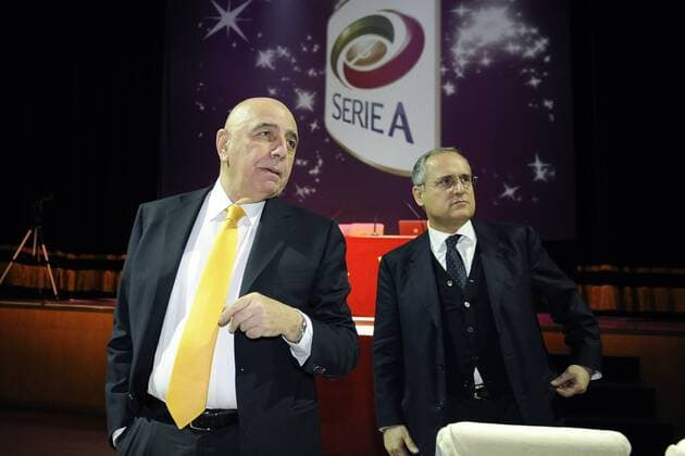 Desenzano del Garda - 19 12 2011 - Weihnachtsfeier Serie A - Vizepräsident Adriano Galliani (AC Milan) und Präsident Claudio Lotito (Lazio Rom) 