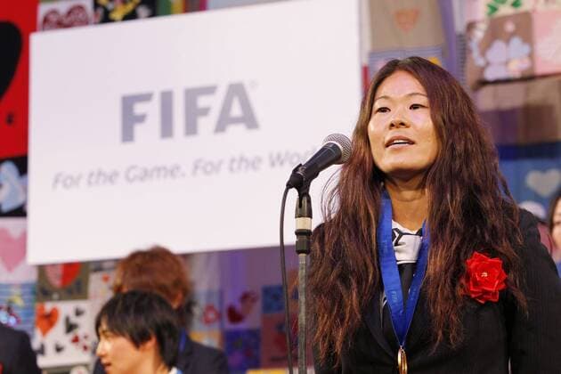 Homare Sawa (JPN), DECEMBER 27, 2011 - Football Soccer : Homare Sawa of Japan speeachs during Celebration party for FIFA Women s World Cup Champion at Tokyo Dome City in Tokyo, Japan.  (qdwa021969)