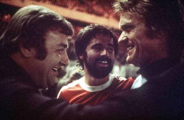 Gerd Müller and Sepp Maier (Bayern) at the final whistle. Bayern Munich v Leeds United.28 5 75. European Cup Final 1975 in Paris . 