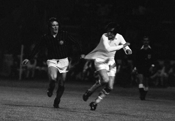 Norman Hunter (Leeds). Leeds Utd v AC Milan. Cup Winners Cup Final 1973 16 5 73. 