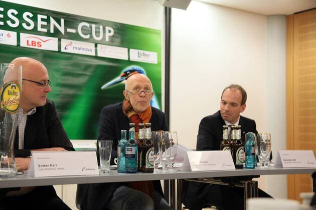 vlnr: Volker Harr (Marketing HeLaBa), Organisator Gert Trinklein, Alexander Zell (Marketing Mainova)