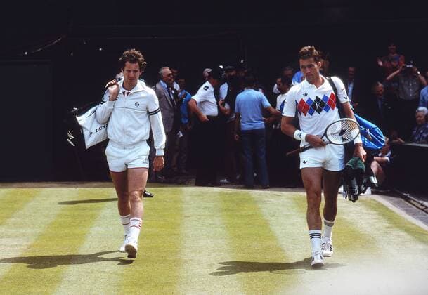 Tennis : Wimbledon Tennis Championships Centre Court. 16 06 1983 Ivan Lendl (right) John McEnroe (left) 