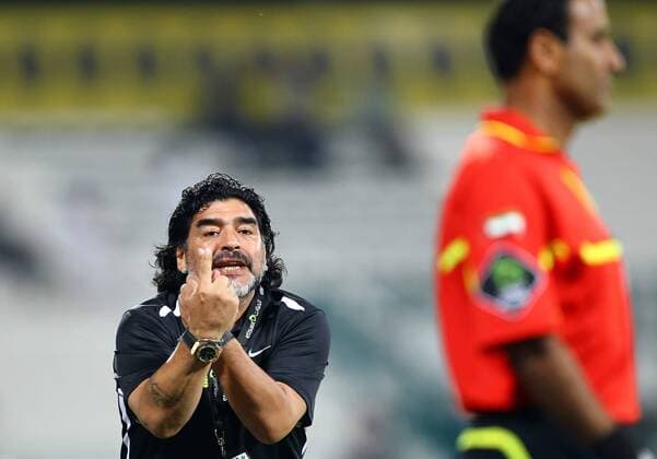 Pro league: Al Wasl v Dubai DUBAI, UNITED ARAB EMIRATES - JANUARY 05, Diego Maradona during the Pro Etisalat League match between Al Wasl and Dubai from Al Maktoum Stadium on January 05, 2012 in Dubai, United Arab Emirates Gallo0909669