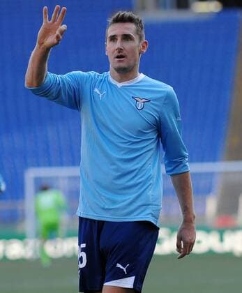 Mi Roma 15 01 2012 - campionato di calcio serie A Lazio Rom vs. Atalanta Bergamo esultanza gol Miroslav Klose 