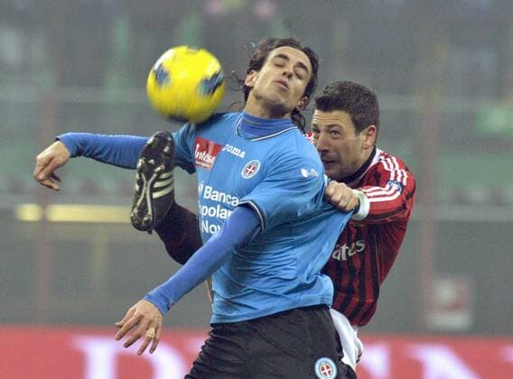 Coppa, AC Mailand - Novara Calcio, Pablo Granoche, Daniele Bonera xHOCHxZWEIx xItalyxPhotoxPressx 