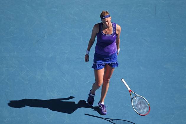 Petra Kvitova, CZE, throwing her racquet in the third round of 2012 Tennis Australian Open in Melbourne, 19 01 2012 -