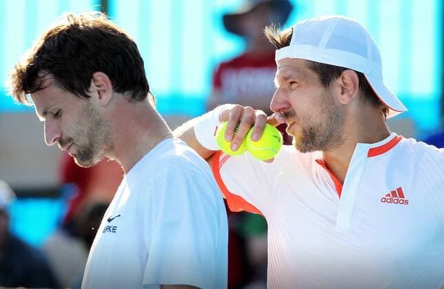 TENNIS - ATP, Australian Open 2012 MELBOURNE,AUSTRALIEN,19.JAN.12 - TENNIS - ATP Tennis Herren World Tour, Grand Slam, Australian Open, Doppel. Bild zeigt Philipp Petzschner (GER) und Jürgen Melzer (AUT). 