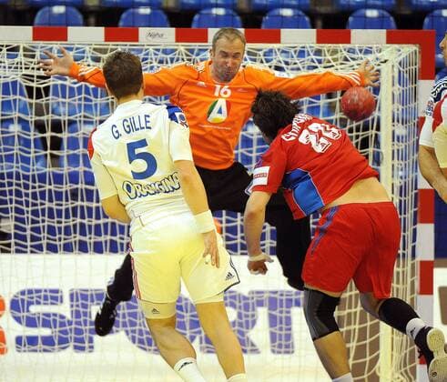Novi Sad, Spens-Arena, Serbien, 18.1.2012 Handball, Europa-Meisterschaft 2012, Männer Russland vs Frankreich Thierry OMEYER, FRA im Tor