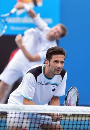 TENNIS - ATP, Australian Open 2012 MELBOURNE, AUSTRALIEN, 20.JAN.12 - TENNIS - ATP Tennis Herren World Tour, Grand Slam, Australian Open, Doppel. Bild zeigt Julian Knowle (AUT) und Michael Kohlmann (GER). 