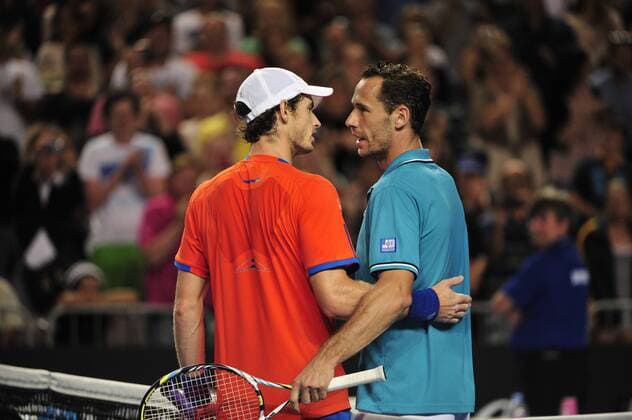 21.01.2012 Melbourne, Australia. Andy Murray (GBR) V Michael Llodra (FRA) on Hisense Arena at the Australian Open xPeterxBlakemanx  ActionPlus11236800