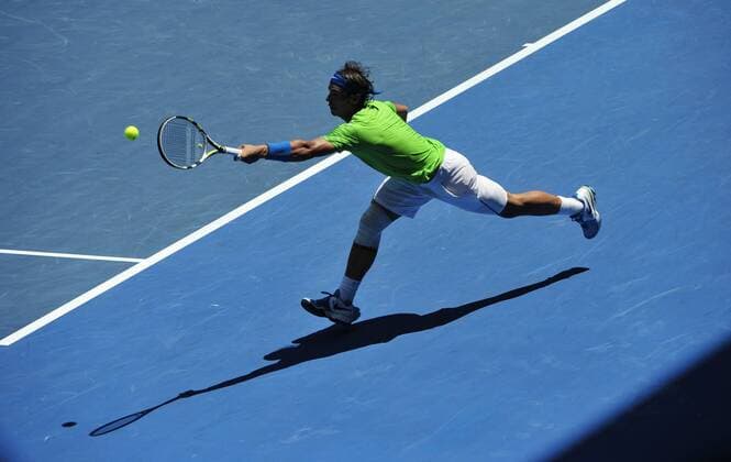 22.01.2012 Melbourne, Australia. Rafael Nadal (ESP) on Rod Laver Arena at the Australian Open xPeterxBlakemanx  ActionPlus20214256