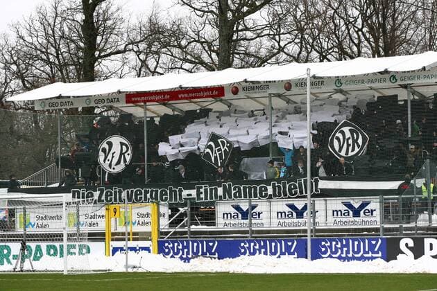 3.Bundesliga VfR Aalen vs. DSC Arminia Bielefeld 21.01.2012 Scholz Arena Neue Fanblock der VfR Aalen Fans