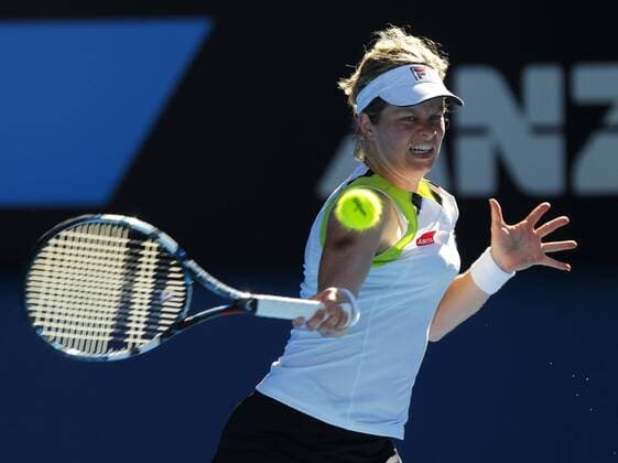 Australian Open 2012, Melbourne Park,ITF Grand Slam Tennis Tournament,Kim Clijsters (BEL) Aktion,Einzelbild,Halbkoerper,Querformat,
