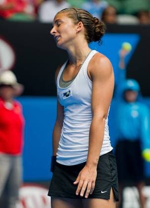 MELBOURNE, Jan. 25, 2012 - Sara Errani of Italy reacts during her women s singles quarterfinals match against at the 2012 Australian Open tennis championship at Melbourne Park in Melbourne, Australia, Jan. 25, 2012. 