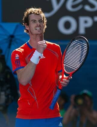 MELBOURNE, Jan. 25, 2012 - Andy Murray of Great Britain celebrates after winning the men s singles quarterfinals match at the 2012 Australian Open tennis championship at Melbourne Park in Melbourne, Australia, Jan. 25, 2012. 