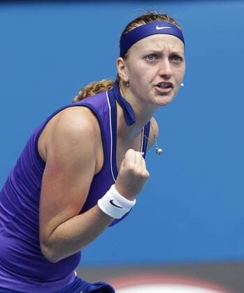 Australian Open 2012, Melbourne Park, ITF Grand Slam Tennis Tournament, Petra Kvitova (CZE) macht die Faust und jubelt, Jubel, Emotion, Einzelbild, Halbkörper, Hochformat,