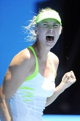 25.01.2012 Melbourne, Australia. Sharapova in action on Day 10 of the women s quarter final match. Maria Sharapova (RUS) in the semi finals on Rod Laver Arena at the Australian Open. xPeterxBlakemanx  ActionPlus11238454