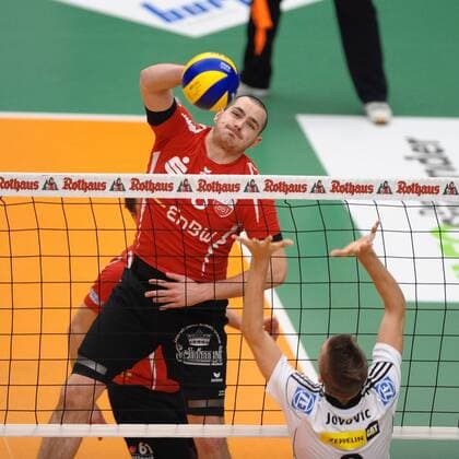 Thomas RANNER (EnBW TV Rottenburg) Action,Aktion Volleyball, 1. Bundesliga, Männer, VfB Friedrichshafen - EnBW TV Rottenburg , 25.01.2012