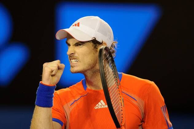 Jan. 27, 2012 - Melbourne, Victoria, Australia - Andy Murray (GBR) reacts after winning a game during a men s semifinals match on day twelve of the 2012 Australian Open at Melbourne Park, Australia. TENNIS 2012 - Australian Open 2012 - Day 12 - ZUMAx35