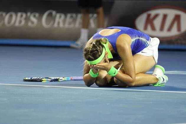 Victoria Azarenka, BLR, after the women s final of 2012 Tennis Australian Open in Melbourne, 28 01 2012 -