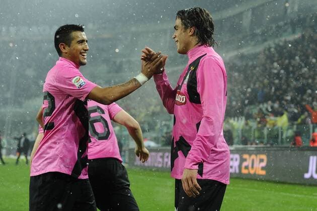 Turin, 28.01.2012 - Serie A 2011 2012 - Juventus Turin vs Udinese Calcio - Alessandro Matri, Arturo Vidal 