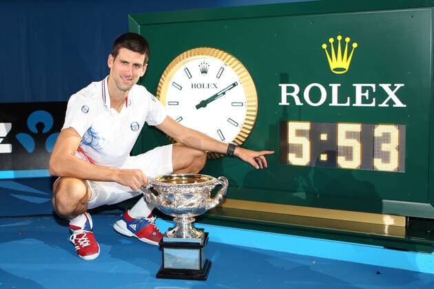 Novak Djokovic, SRB, Winner after 5 h and 53 m in the men s final of 2012 Tennis Australian Open in Melbourne, 29 01 2012 -