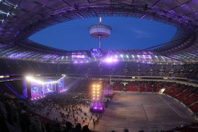 29.01.2012 WARSZAWA. UEFA EURO 2012 ( POLAND STADIUM ARENA EURO ) Grand opening of the National Stadium in Warsaw, was a concert at the end of a fireworks display  20120129CSMT8002