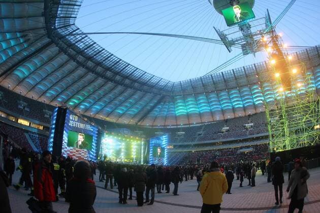 29.01.2012 WARSZAWA. UEFA EURO 2012 ( POLAND STADIUM ARENA EURO ) Grand opening of the National Stadium in Warsaw, was a concert at the end of a fireworks display  20120129CSMT8004
