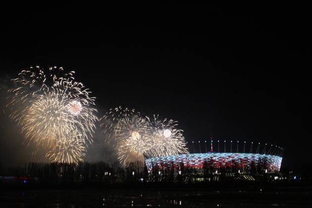 29.01.2012 WARSZAWA. UEFA EURO 2012 ( POLAND STADIUM ARENA EURO ) Grand opening of the National Stadium in Warsaw, was a concert at the end of a fireworks display  20120129CSMT8028