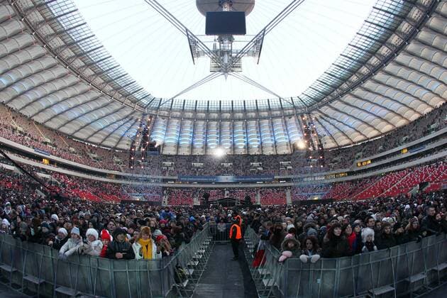 29.01.2012 WARSZAWA. UEFA EURO 2012 ( POLAND STADIUM ARENA EURO ) Grand opening of the National Stadium in Warsaw, was a concert at the end of a fireworks display  aTEO290112_015