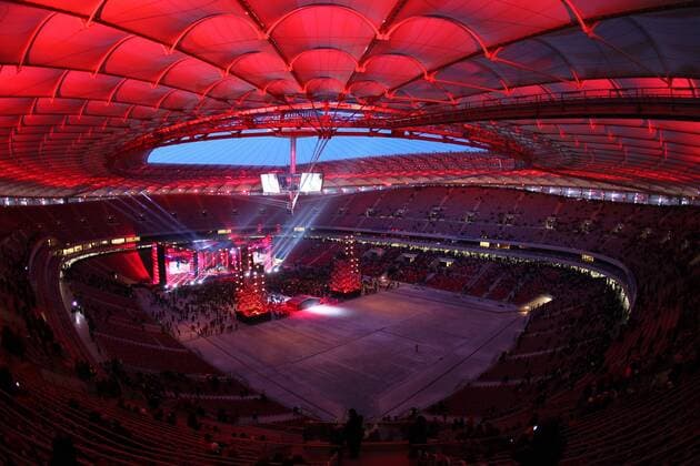 29.01.2012 WARSZAWA. UEFA EURO 2012 ( POLAND STADIUM ARENA EURO ) Grand opening of the National Stadium in Warsaw, was a concert at the end of a fireworks display  aTEO290112_023